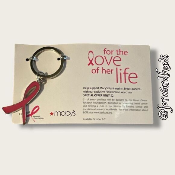 Bundle Sale 3 for $15 | Macy’s Exclusive Pink Ribbon Keychain - Picture 1 of 6